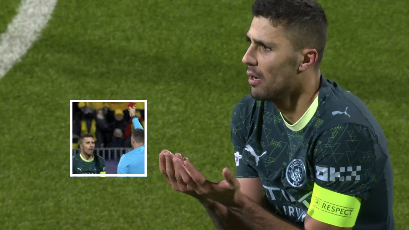 Rodri booked twice in 1 minute during shocking UCL defeat for Man City
